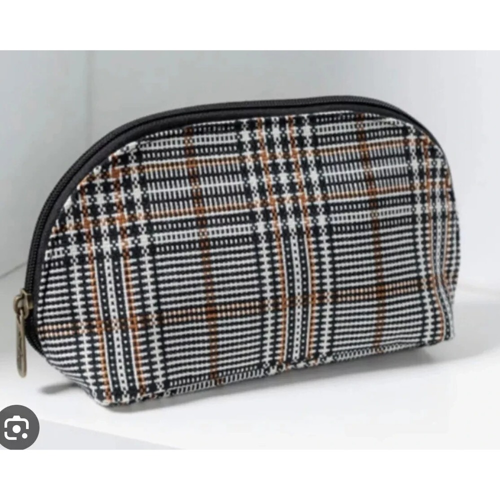 THIRTY ONE Half-Moon Pouch Plaid All About You Weave Zipper Closure New!!